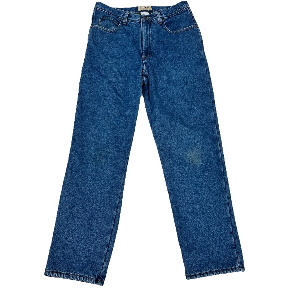 LL Bean Men's Classic Fit Fleece Lined Blue Jeans Denim Size 32x30